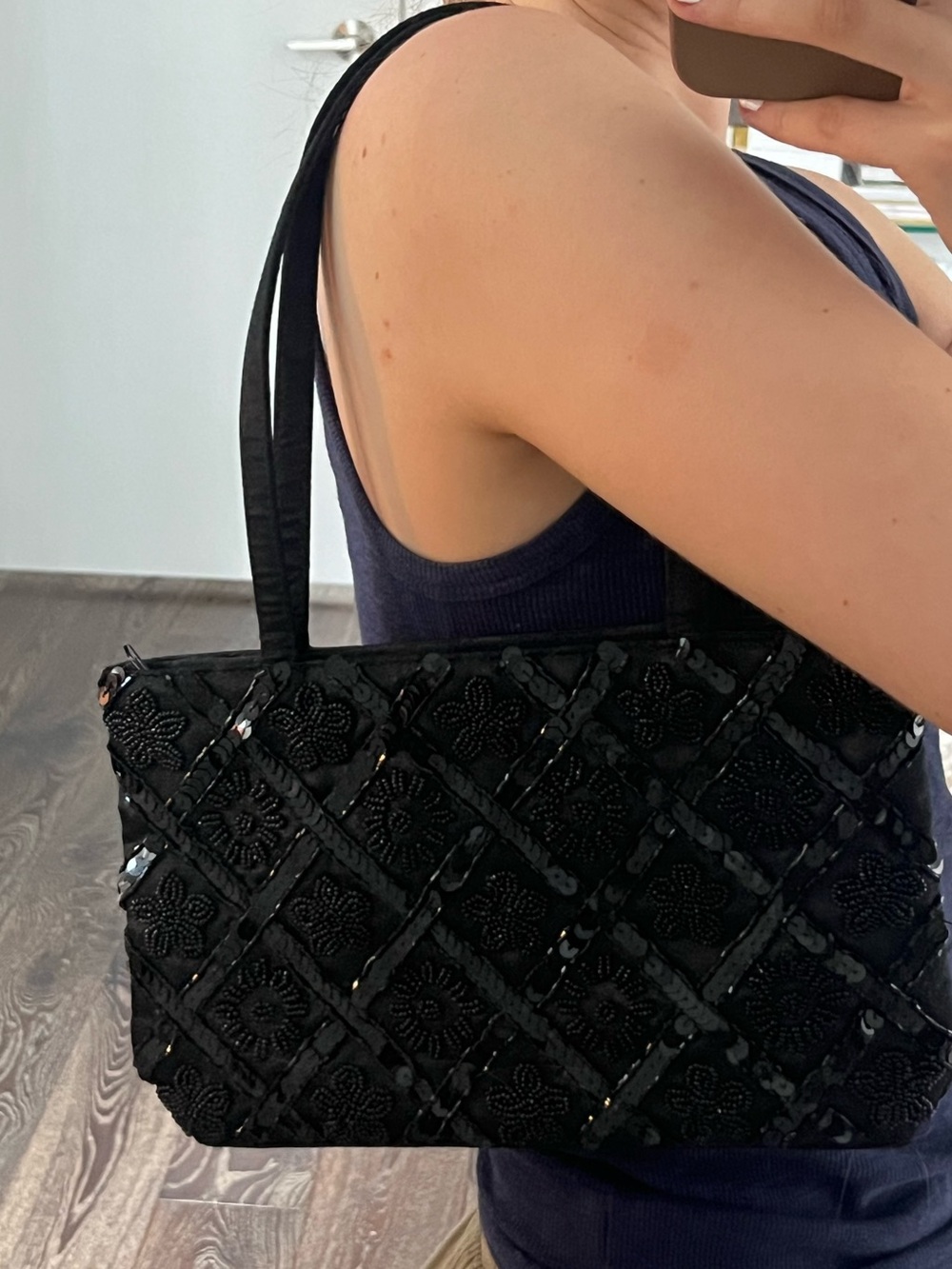 Black Beaded Shoulder “Going Out” Bag